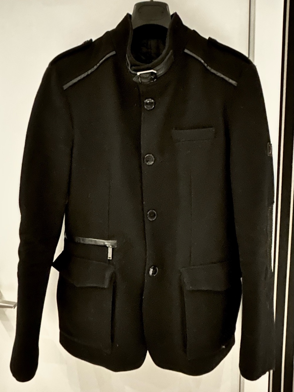 Versace Collection Black Military-Inspired Wool Jacket
